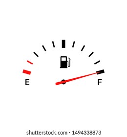 Fuel Indicators Gas Meter. Gauge Vector Tank Full Icon. Car Dial Petrol Gasoline Dashboard.
