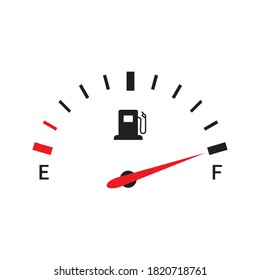 Medidor de gas de los indicadores de combustible. Icono completo del depósito vectorial de los indicadores