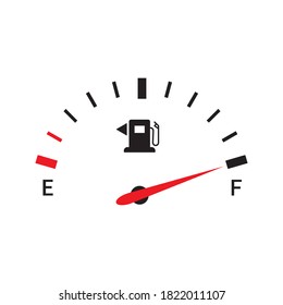 Medidor de gas de los indicadores de combustible. Icono completo del depósito vectorial de los indicadores