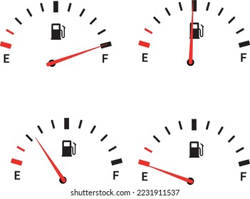 Fuel indicators gas meter. Gauge vector tank full icon. Car dial petrol gasoline dashboard.