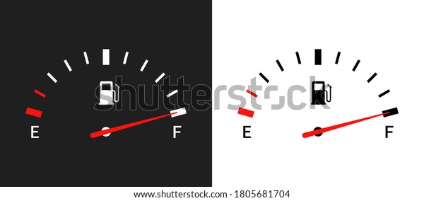Fuel indicators gas meter. Gauge\
vector tank full icon. Car dial petrol gasoline\
dashboard