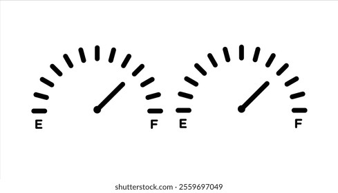 Fuel indicators Icon collection in filled and stroke style.