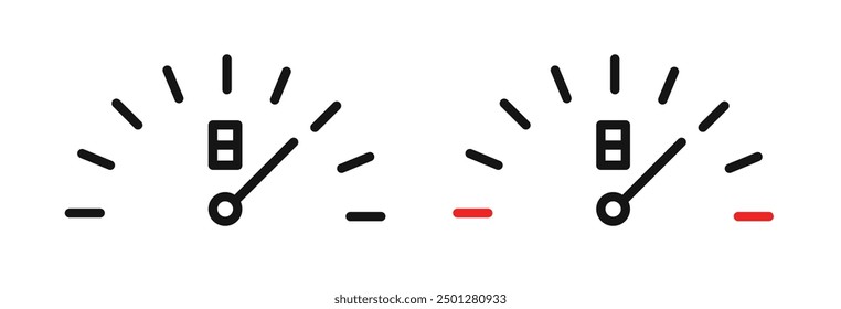 Fuel indicators iconicon vector collection in outlined and solid style