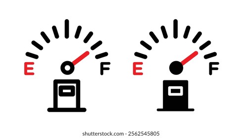 Fuel indicators Icons. black and white vector illustration set.