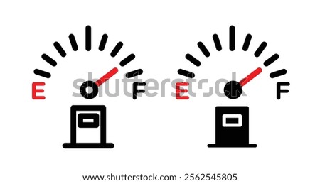 Fuel indicators Icons. black and white vector illustration set.