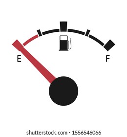 Fuel indicators meter. Empty fuel tank indicator. Car dashboard. Isolated vector illustration