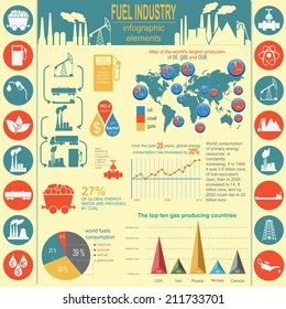 Fuel Industry Infographic, Set Elements For Creating Your Own Infographics. Vector Illustration