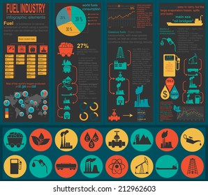 Fuel Industry Infographic, Set Elements For Creating Your Own Infographics. Vector Illustration