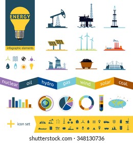 Fuel industry infographics. Design elements collection. Isolated on white.