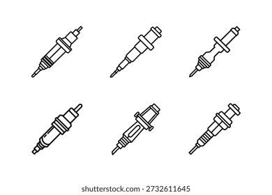 Línea de inyector de combustible Ilustración vectorial de arte contorno aislado