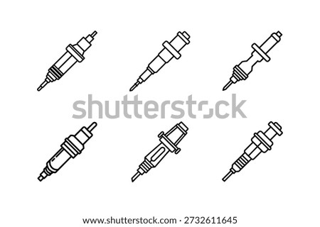 fuel injector line art vector illustration isolated outline