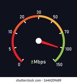 Icono de marcado del velocímetro de Internet de combustible. aislado sobre fondo negro. diseño plano de ilustración vectorial. Acelerar la descarga y carga de la prueba.