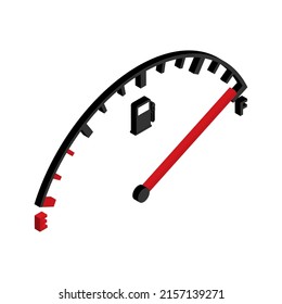 Icono indicador del vehículo isométrico del combustible, símbolo del medidor del automóvil de la gasolina de los indicadores, ilustración del vector del signo de control.