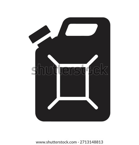 Fuel jerry can container icon symbol solid glyph vector design element gasoline diesel petrol tank oil storage liquid transport energy reserve