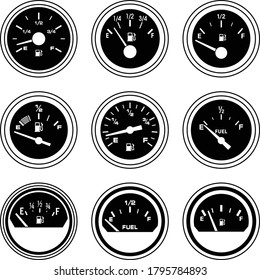 Fuel level gauge icons set. Vehicle parts. Vector illustration