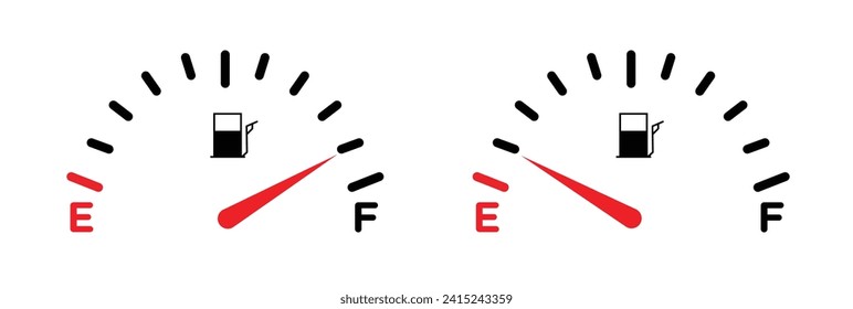 Fuel Level Gauge Line Icon. Auto Gas Meter Icon in Black and White Color.