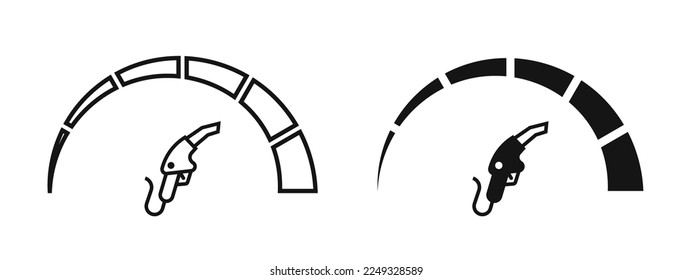 Fuel level icons. Flat vector fuel icons. Fuel gauge. Fuel tank gauge icons. Car dashboard.