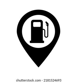 Icono del vector de ubicación del combustible en fondo blanco