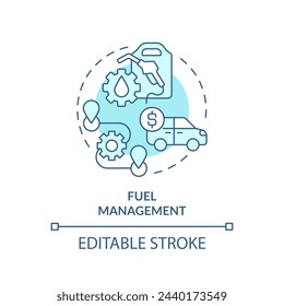 Fuel management soft blue concept icon. Route optimization, efficiency control. Round shape line illustration. Abstract idea. Graphic design. Easy to use in infographic, presentation