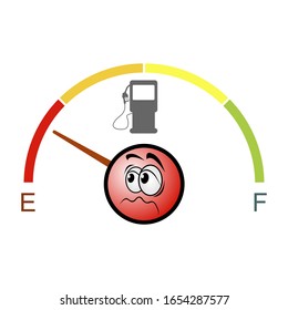 dibujo del marcador de combustible con emoticono - vector