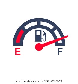 Fuel Meter. Gas Gauge. Gas Tank. Car Control Sensor. Vector Illustration Flat Design. Isolated On White Background. Automobile Indicator Template.