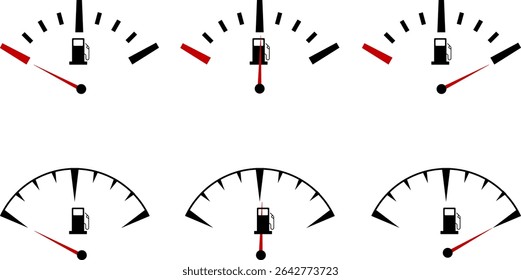 Fuel Meter set. speedometer icon. Low, medium, high speedometer sign. Rating Speedometer