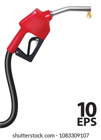 Fuel Nozzle With Drop. Realistic Vector 3d Illustration