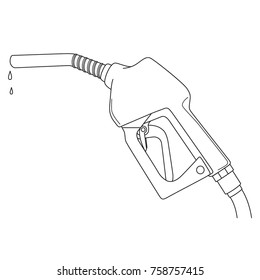 Fuel nozzle / gus pump isolated on a white background,  line art, vector illustration