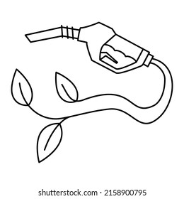 Fuel Nozzle Icon. Eco Auto Gas Station Refueling Gun. Petroleum Fuel Pump. Pump Nozzle. Oil Dripping Symbol. Eco Friendly Industry, Environment And Alternative Energy Symbol. Vector