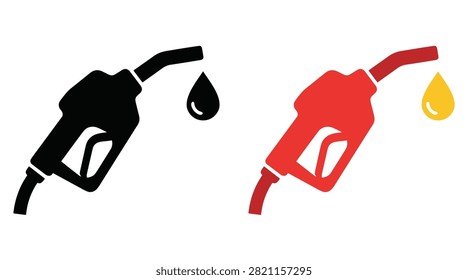 Fuel Nozzle Icons Set. Gas Pump and Petrol Dispenser Symbols. Vector Illustration.