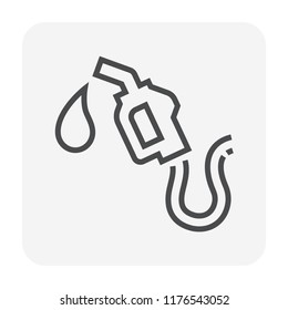 Fuel nozzle vector icon. Automatic device connect to pump and fuel dispenser by flexible hose for refueling car, automobile or vehicle in petrol, gas or filling station, i.e. gasoline, diesel, benzine