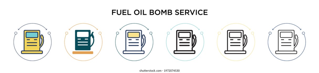 Fuel Oil Bomb Service Icon In Filled, Thin Line, Outline And Stroke Style. Vector Illustration Of Two Colored And Black Fuel Oil Bomb Service Vector Icons Designs Can Be Used For Mobile, Ui, Web