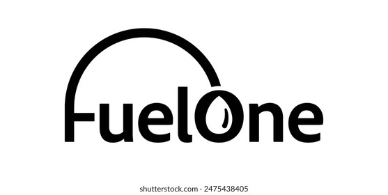 FUEL One conceptual wordmark typography logo brand .. oil drop negative space,