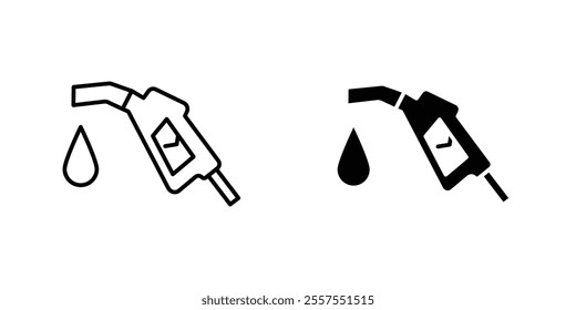 Fuel outlined and solid icon vector collection.