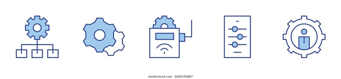 fuel, phone, settings, setting. Settings Icon vector illustration. Line Duotone style. Editable stroke.