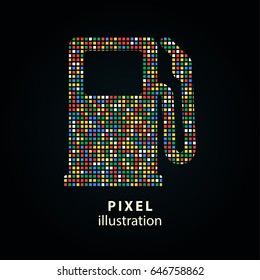 Fuel - pixel icon. Vector Illustration. Design logo element. Isolated on black background. It is easy to change to any color.