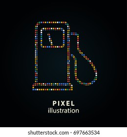 Fuel - pixel icon. Vector Illustration. Design logo element. Isolated on black background. It is easy to change to any color.