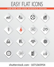 Fuel Power generation flat vector icons for user interface design