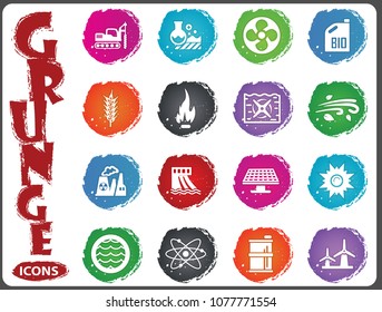 Fuel Power generation grunge icons for user interface design