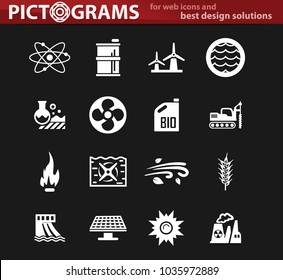 Fuel Power generation vector icons for user interface design