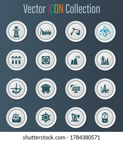 Iconos vectoriales de generación de energía de combustible para el diseño de la interfaz de usuario
