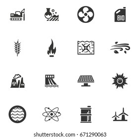Fuel Power Generation Vector Icons For User Interface Design