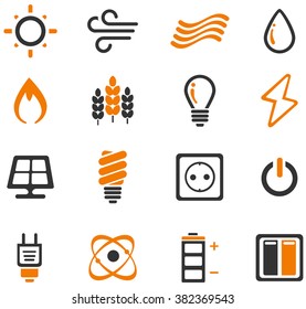 Fuel and Power simple icons for web and user interfaces