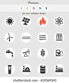 fuel and power web icons for user interface design