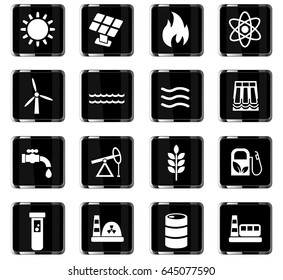 fuel and power web icons for user interface design