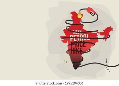  Fuel Price Hike Concept, Diesel, Petrol Price Hike In India Vector Illustration