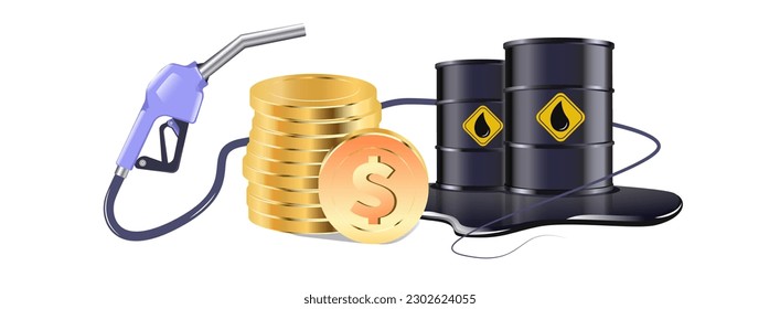 Kraftstoffpreiserhöhung USD-Illustration. Die Benzin- und Dieselpreise steigen. Spekulationsvektor. Rohstoffhandel und Mineralölsteuer. Anstieg der Kraftstoffpreise. Wir Dollar-Symbol. Benutztes Symbol. Erdölanstieg.   