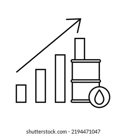 fuel price illustration, increase chart with oil barrel icon vector