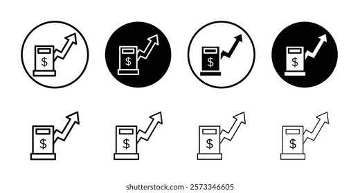 Fuel price increase icon vector line logo mark or symbol set collection outline style