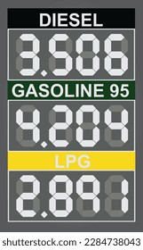 El precio del combustible está a bordo. ilustración vectorial